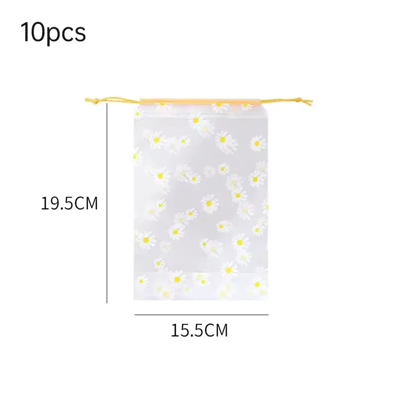 4 Piece Travel Storage Bags with Daisy Print