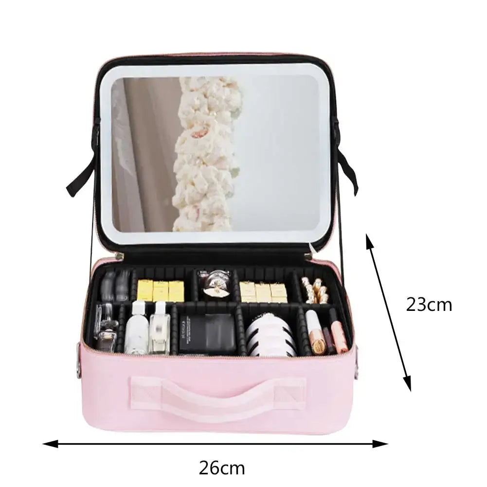 Smart LED Makeup Case with Mirror, Portable Storage
