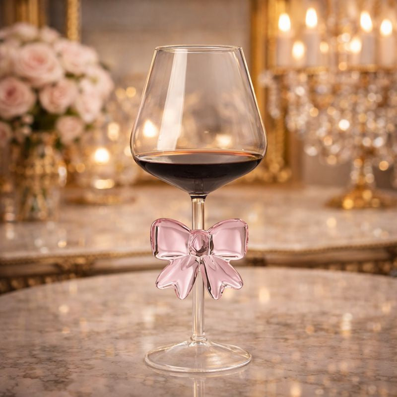 Luxury Pink Bow Aesthetic Glassware - Coquette Crystal Cup & Juice Glass