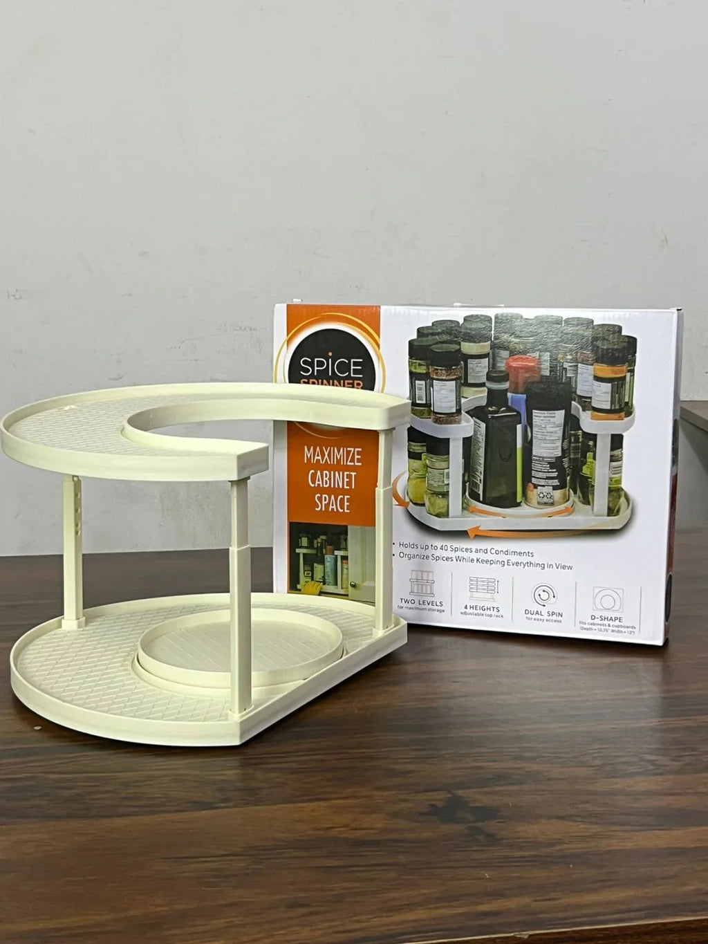 2-Tier Spice Spinner Rack – Rotating Kitchen Organizer