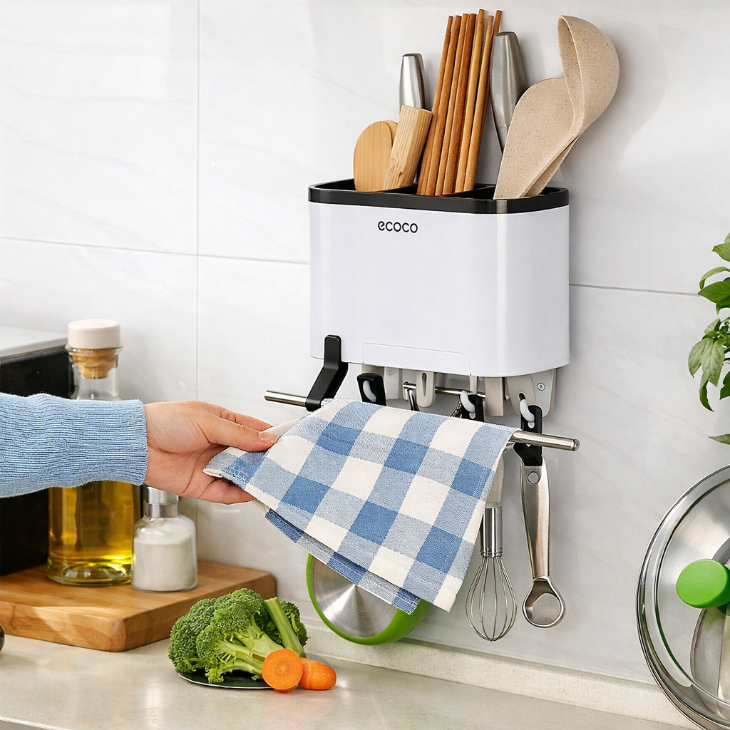 Ecoco Wall-Mount Cutlery Organizer – Integrated Kitchen Station