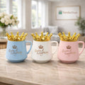Queen of Everything Crown Mug - Luxury Ceramic Coffee Cup with Gold Crown Lid (each)