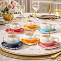 Pastel Ceramic Coffee Cup - Soft Aesthetic Cup & Saucer (each)