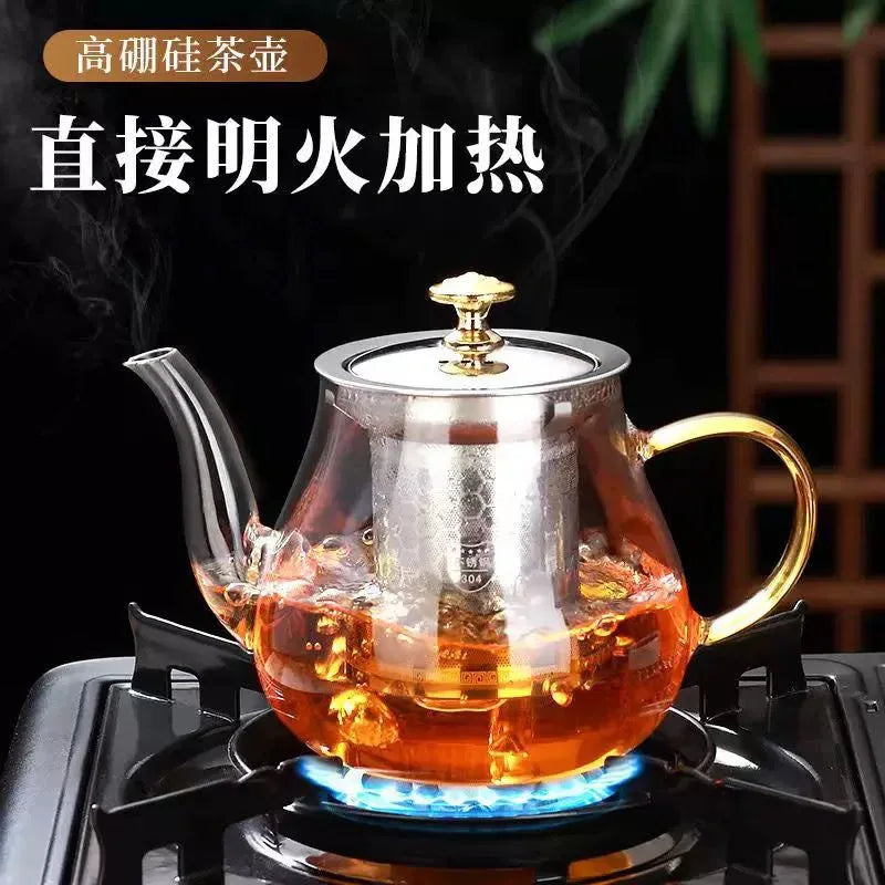 Premium Glass Tea Kettle with Stainless Steel Infuser