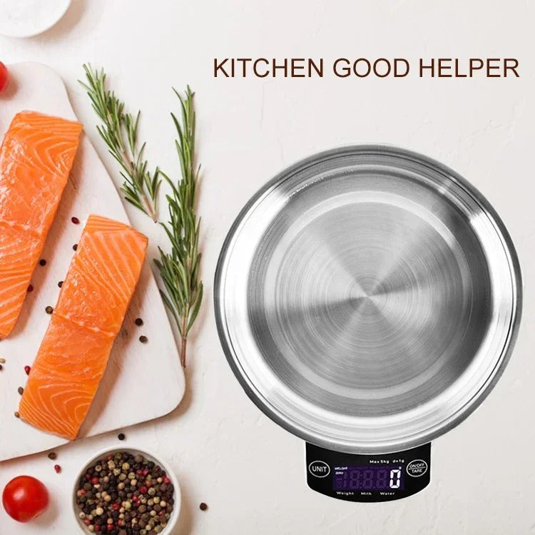 Digital Kitchen Scale 5kg Stainless Steel Bowl