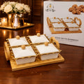 4-Compartment Square Gold-Trimmed Serving Dish – Aesthetic Ceramic Trays