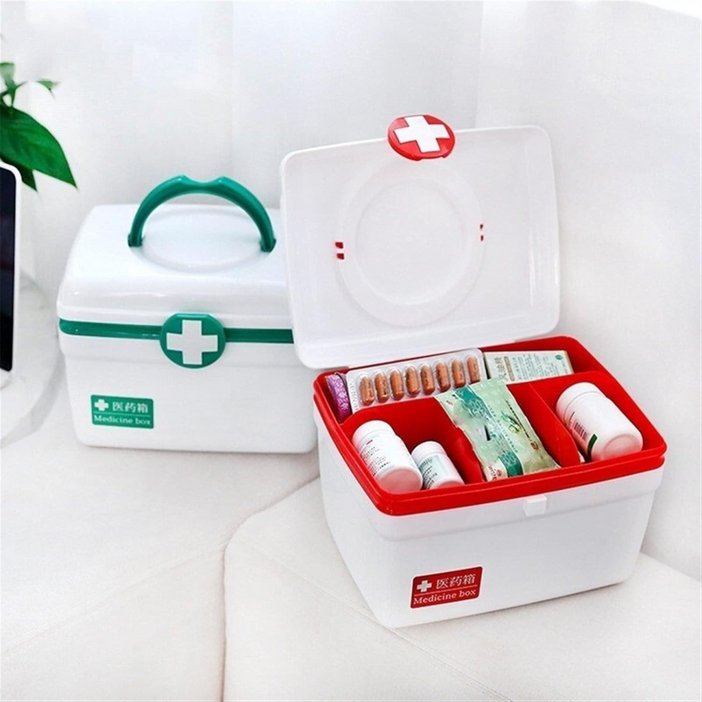 Portable Medicine Storage Box with Handle – First Aid Organizer (Random color)