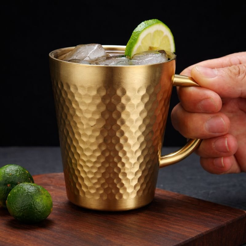 Hammered Stainless Steel Mug - Insulated Coffee Travel Cup