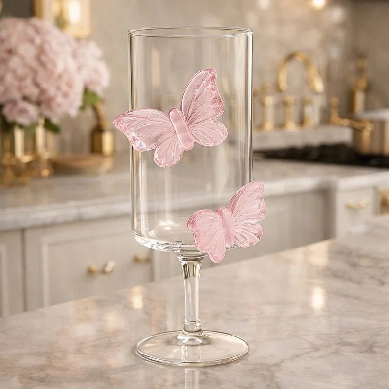 Pink Bow Flutter Glass – Elegant Drinkware