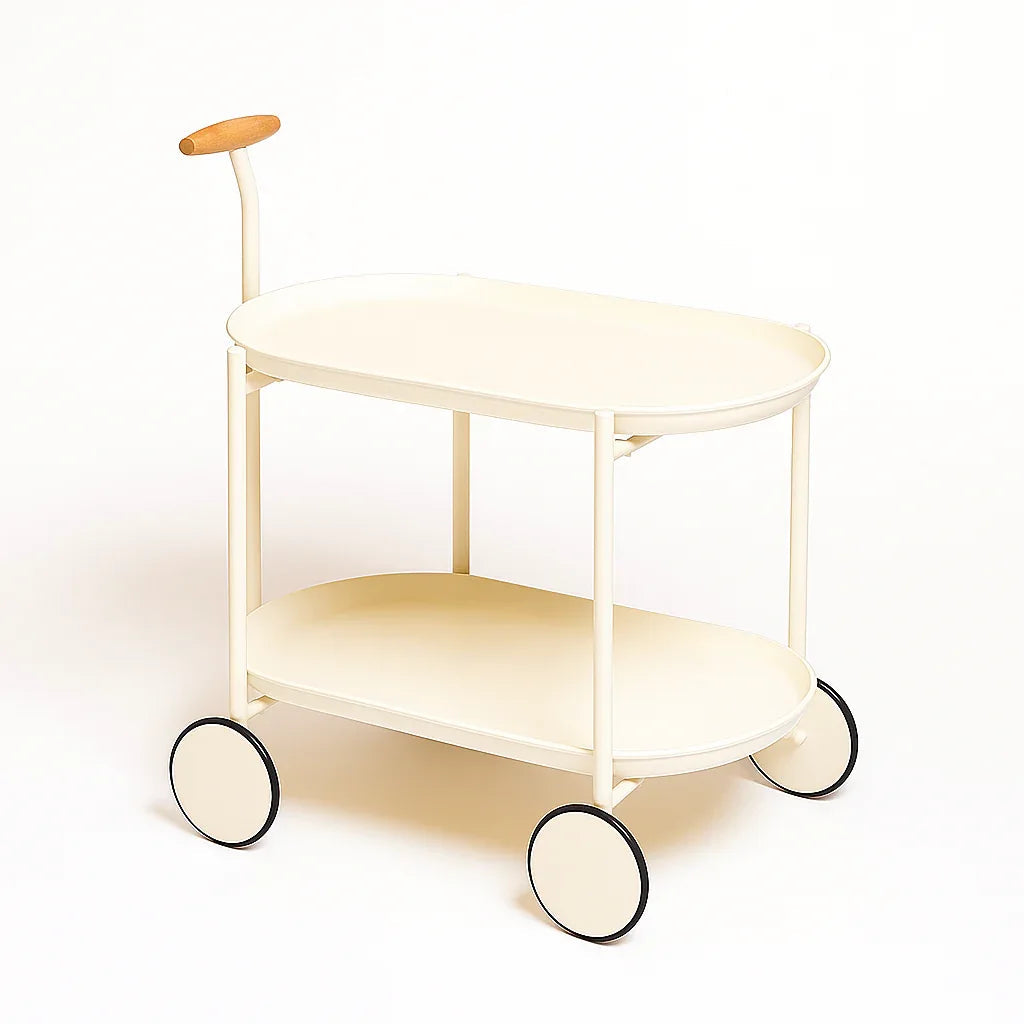 Luxury Oval Serving Trolley with Wheels – 2 Tier Coffee Cart
