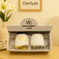 Ceramic Couple Mugs - Mr. & Mrs. Gold Handle