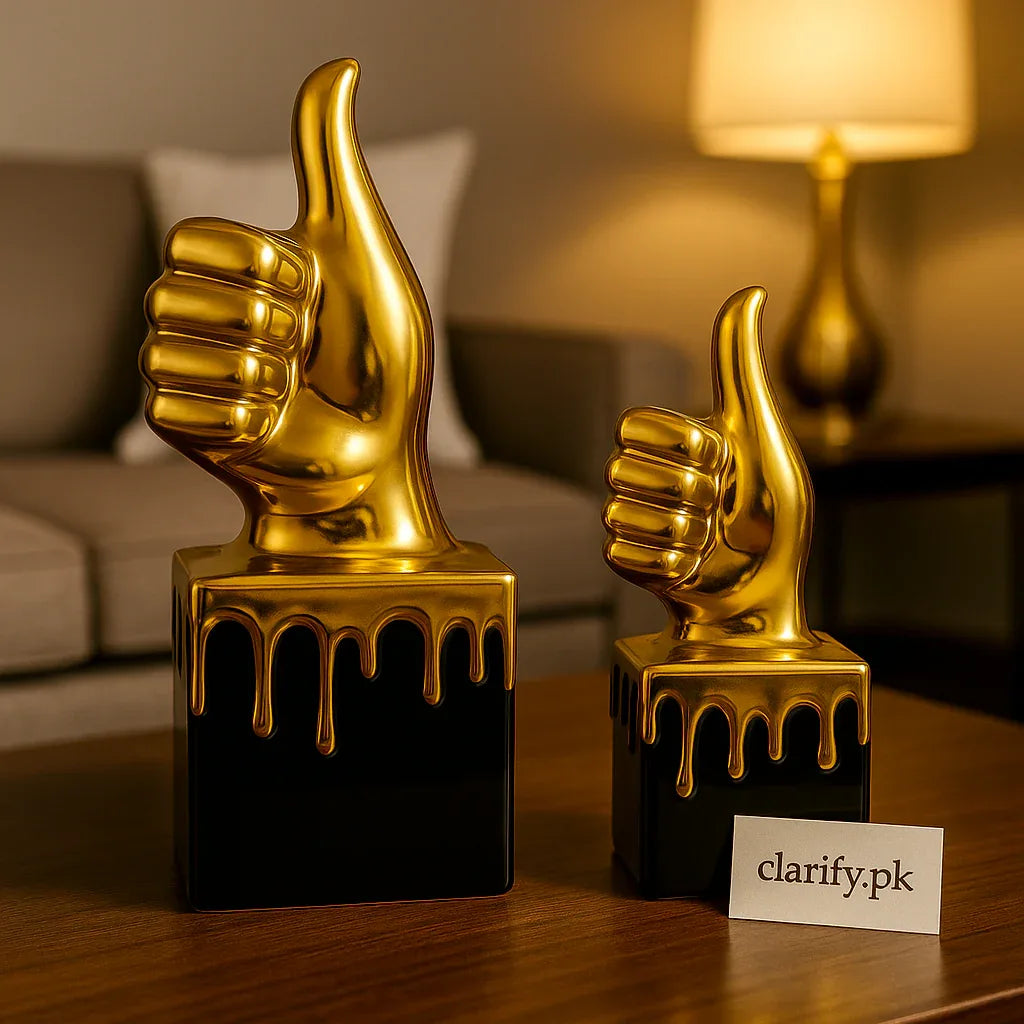 Golden Thumbs-Up Sculpture Set – Modern Decorative Statues