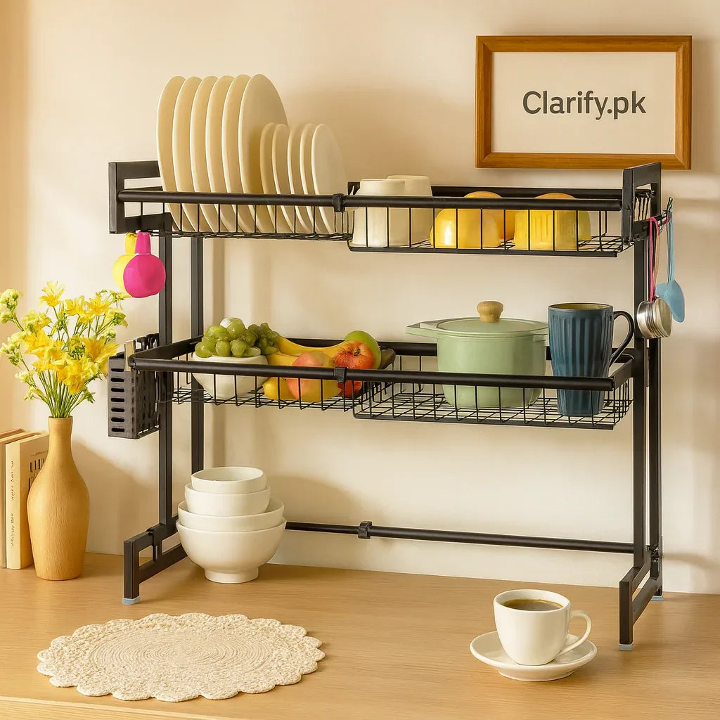 Expandable 2 Tier Over the Sink Rack - Kitchen Organizer