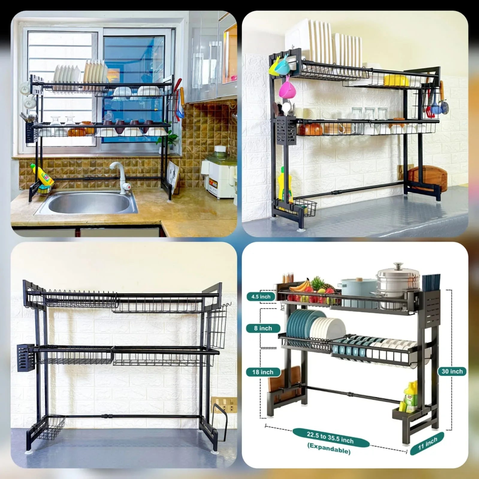 Expandable 2 Tier Over the Sink Rack - Kitchen Organizer