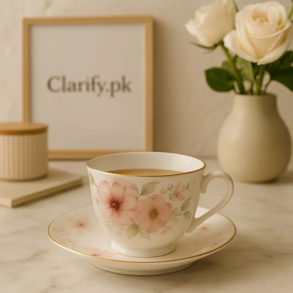 High tea floral cup set 6 pieces - Porcelain