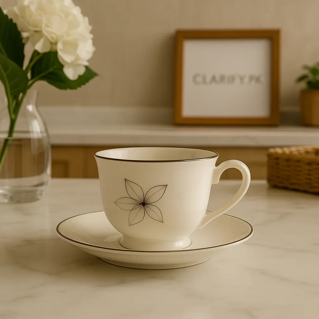 Luxury Floral Porcelain Tea Cup & Saucer Set – 6 Pieces