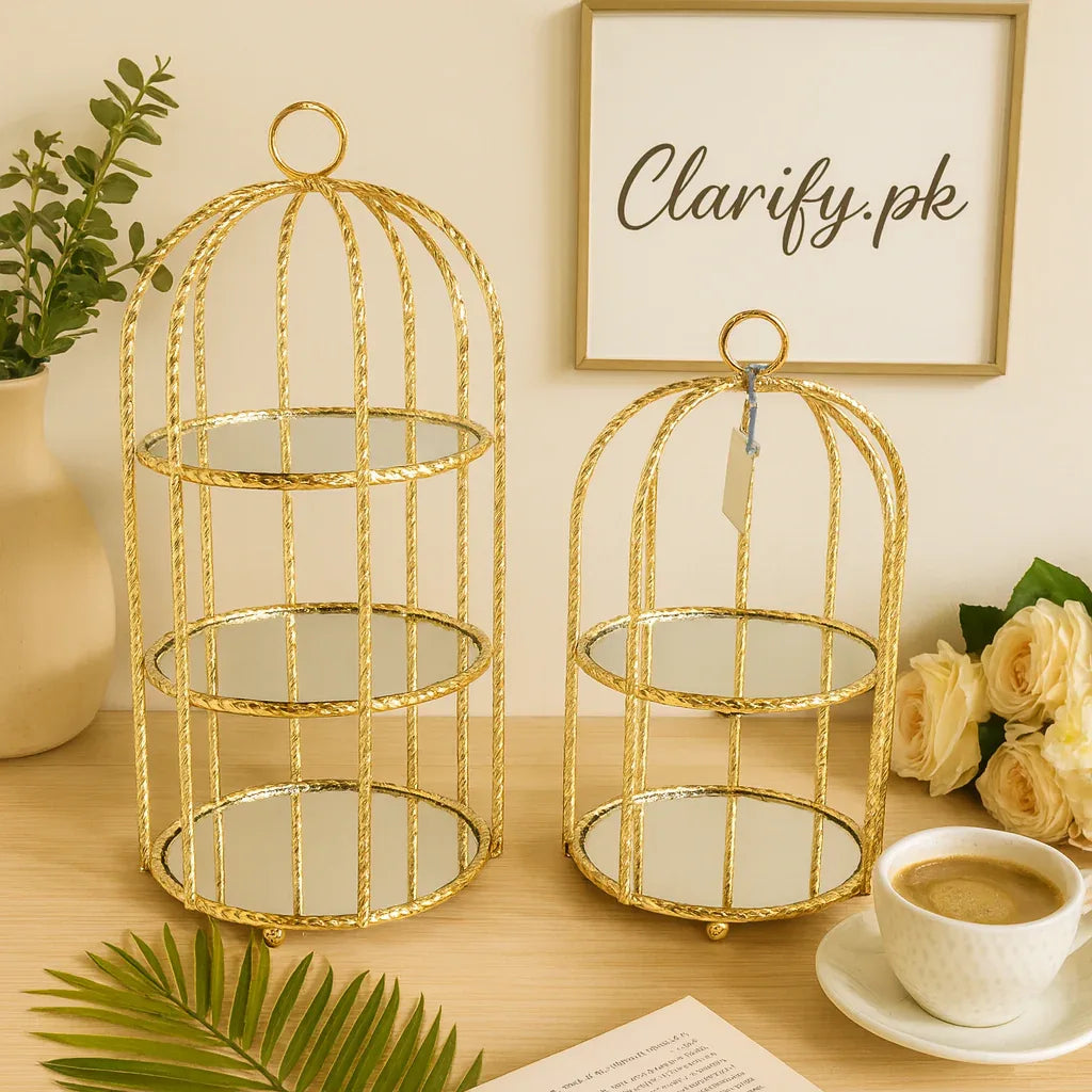 Luxury Home Decor Shelf - Elegant Gold Cage Design