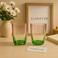 Luxury Pink and Green Glass Tumblers - Set of 2