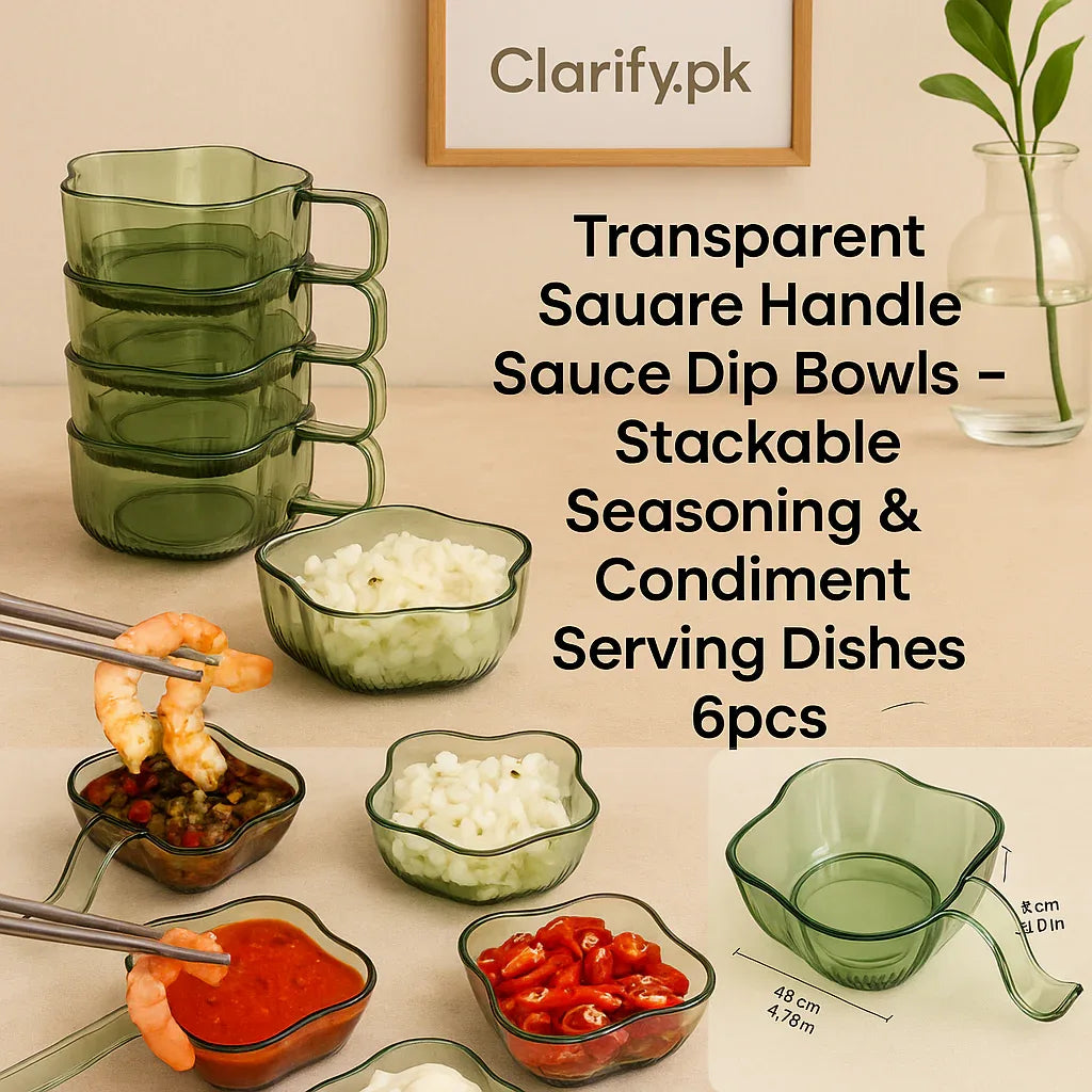 Transparent sauce dip 6 bowls set - green glass