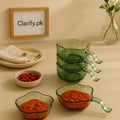 Transparent sauce dip 6 bowls set - green glass
