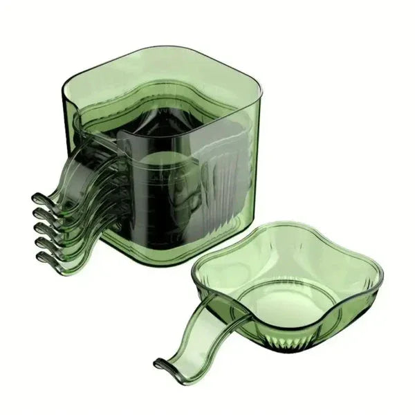 Transparent sauce dip 6 bowls set - green glass