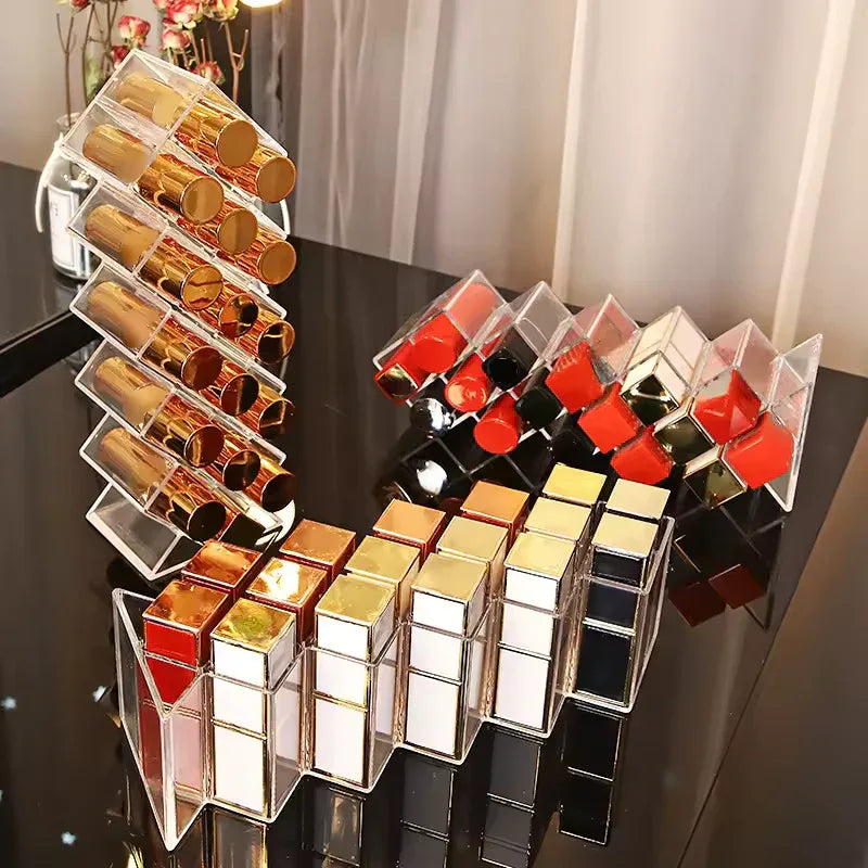 Lipstick Organizer with 16 Compartments - Clear Acrylic Storage Holder