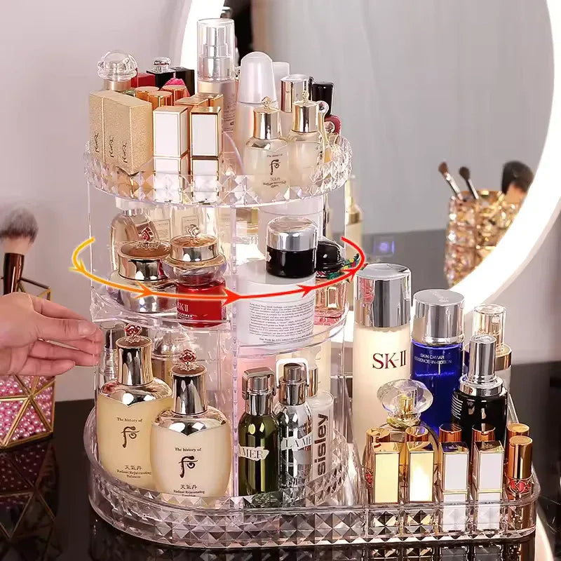 Rotating Cosmetic Storage Box - Clear Makeup Organizer