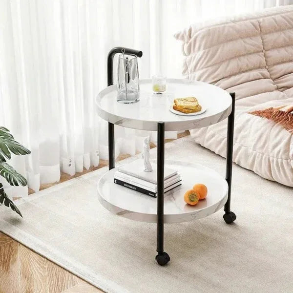 Premium 2-Tier Wooden Serving Trolley