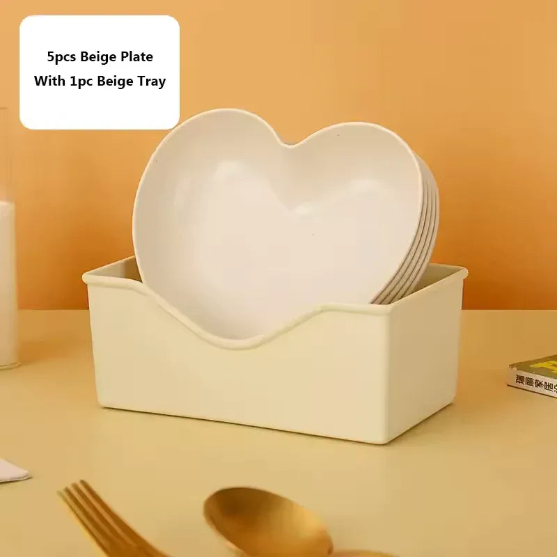 Pack of 10 Colorful Heart Dish Pack Plastic Plates