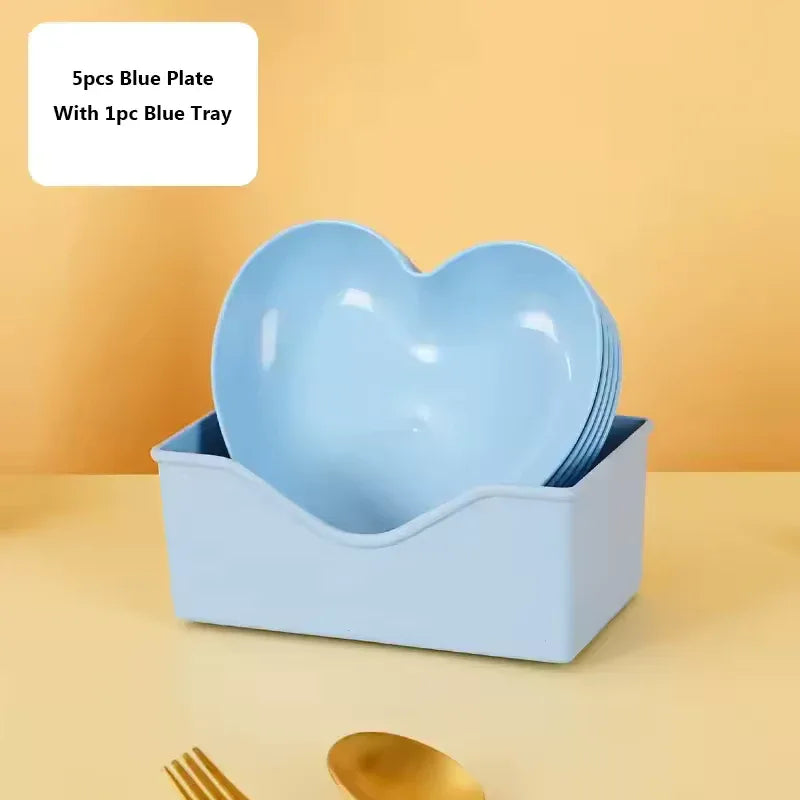 Pack of 10 Colorful Heart Dish Pack Plastic Plates