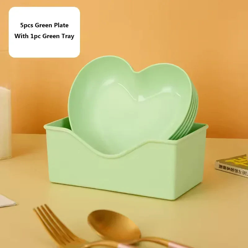 Pack of 10 Colorful Heart Dish Pack Plastic Plates