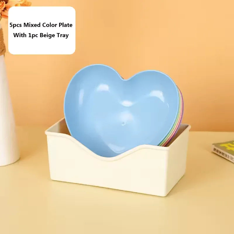 Pack of 10 Colorful Heart Dish Pack Plastic Plates
