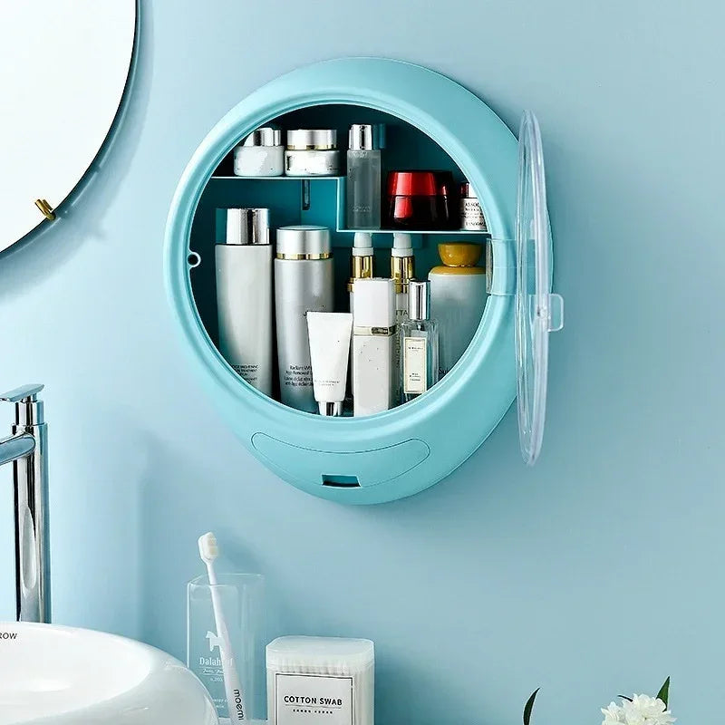 Round Cosmetic Storage Box with Clear Door