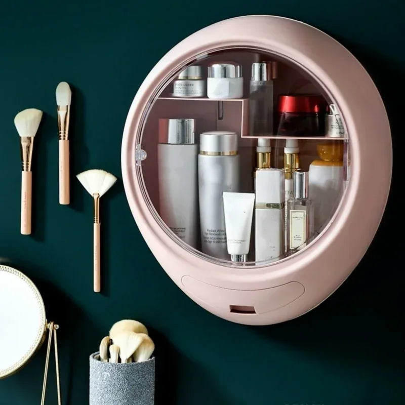 Round Cosmetic Storage Box with Clear Door