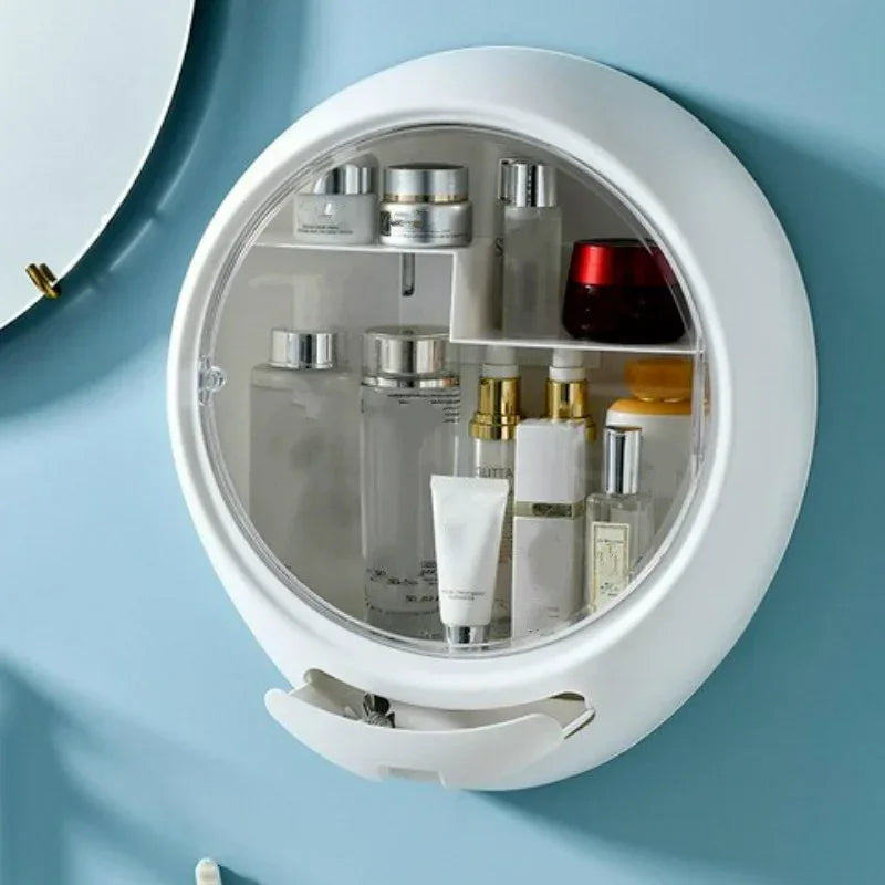 Round Cosmetic Storage Box with Clear Door