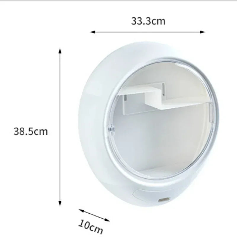 Round Cosmetic Storage Box with Clear Door