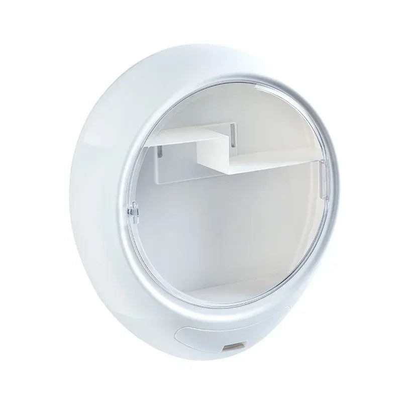 Round Cosmetic Storage Box with Clear Door