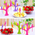 6 pieces Creative Fruit Forks Set with Colorful Bird Stand