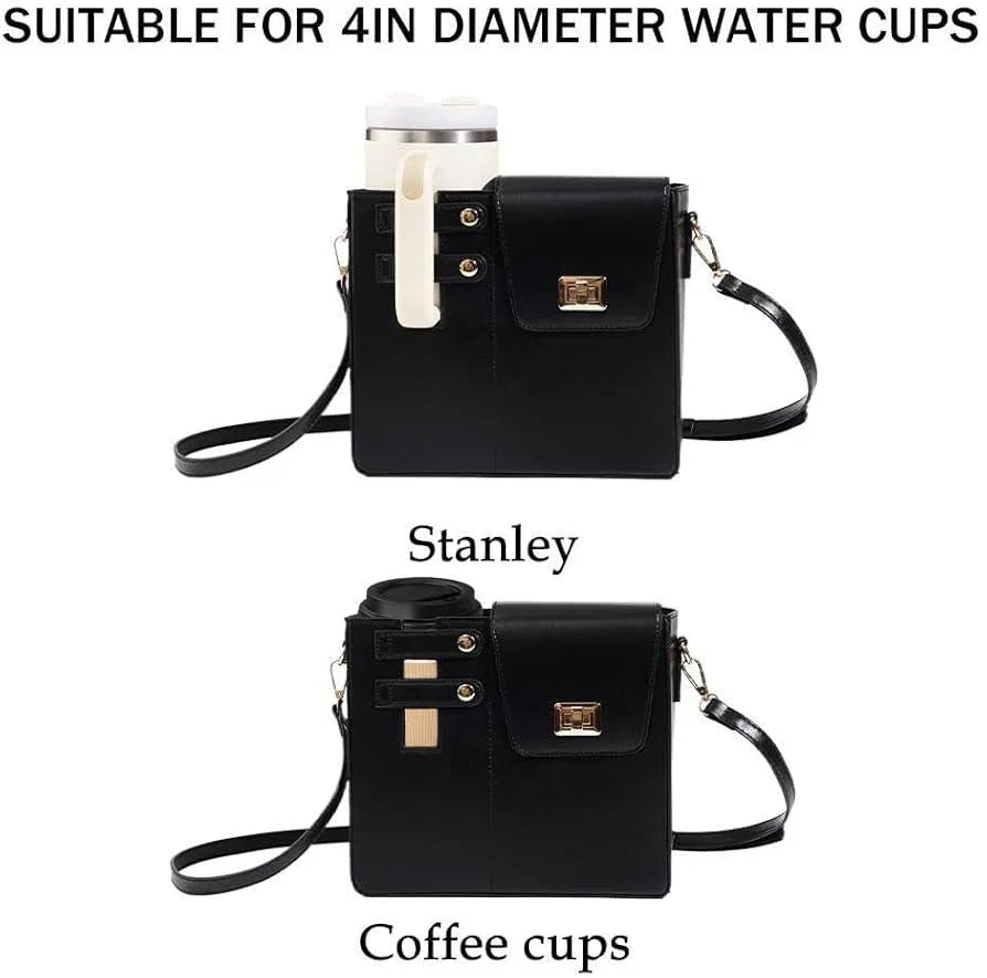 Crossbody Water Bottle Carrier Bag with Pocket