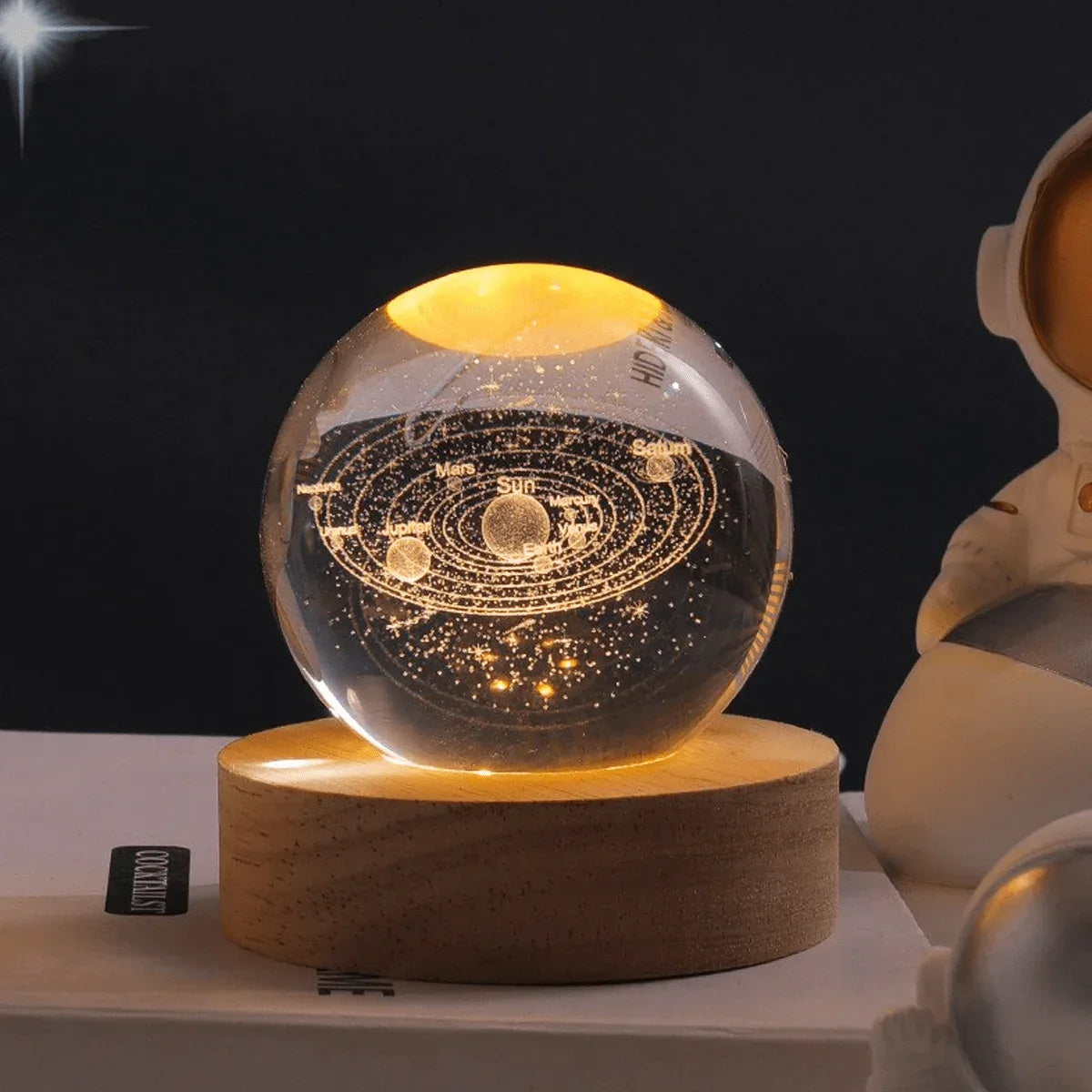Crystal Ball LED Night Light – 3D Galaxy Planet & Moon Lamp (Random design)