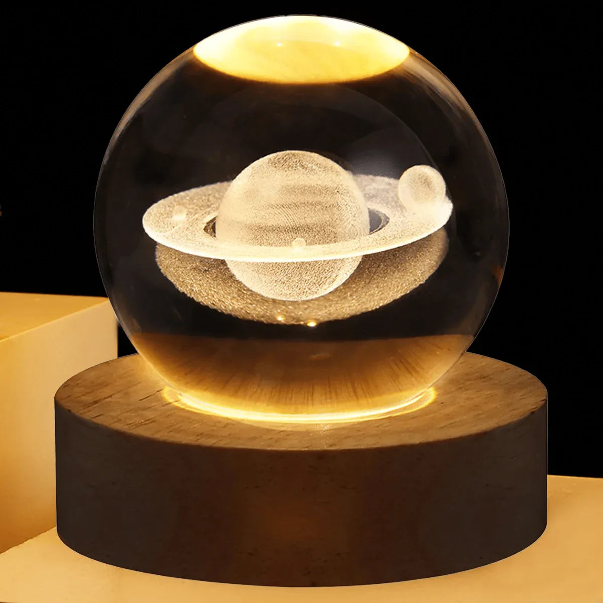 Crystal Ball LED Night Light – 3D Galaxy Planet & Moon Lamp (Random design)