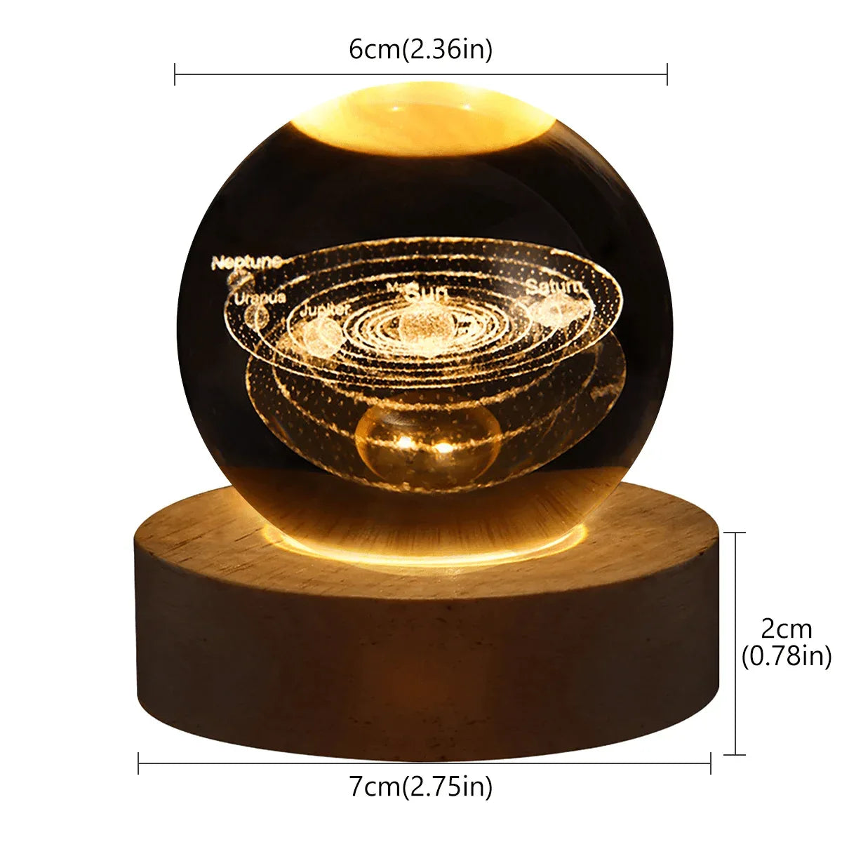 Crystal Ball LED Night Light – 3D Galaxy Planet & Moon Lamp (Random design)