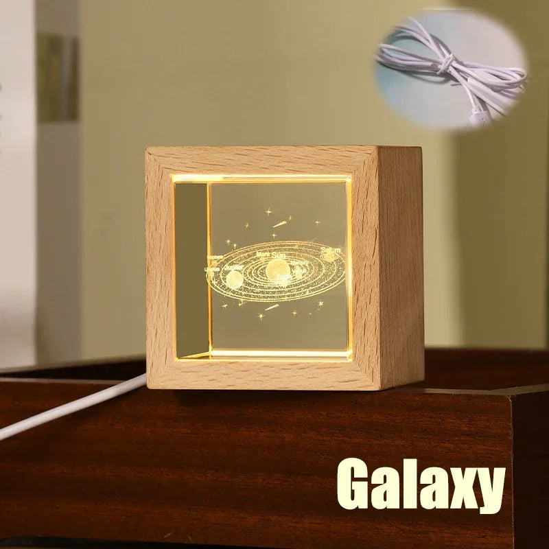 Crystal Bedside Lamp for Bedroom with Solid Wood Frame