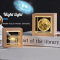 Crystal Bedside Lamp for Bedroom with Solid Wood Frame