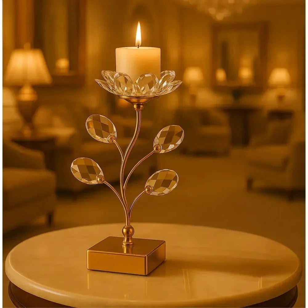 Crystal Flower Candle Stand with Elegant Design