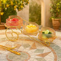 Crystal Heart Snack Bowl Set with Gold Stand