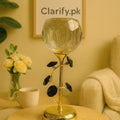 Crystal Leaf Goblet Candle Holder – Decorative Golden Stand for Living Room