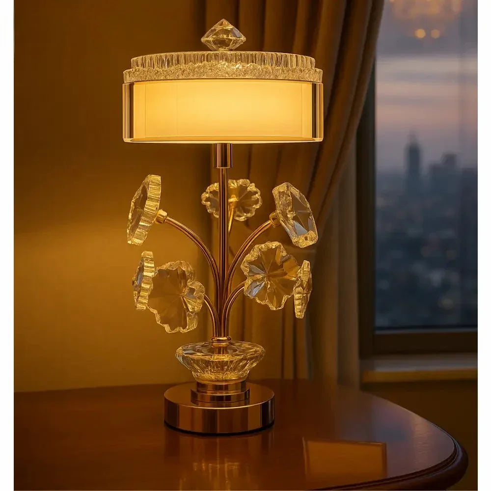 Crystal Table Lamp Gold Stem with Elegant Design