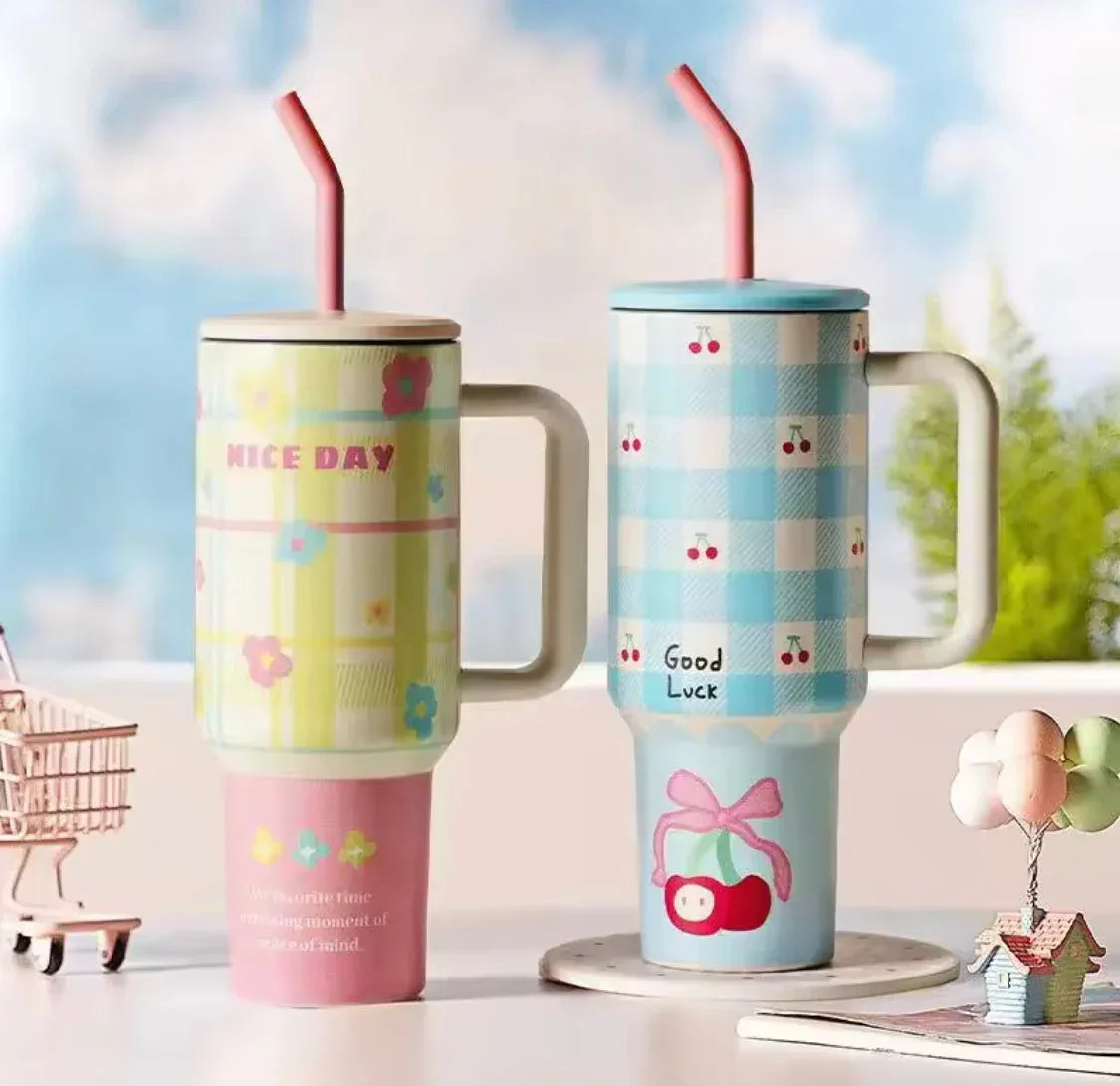 1200ml printed Stainless Steel Tumbler with Straw
