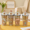 Cute Cartoon Bear Water Bottle with Straw